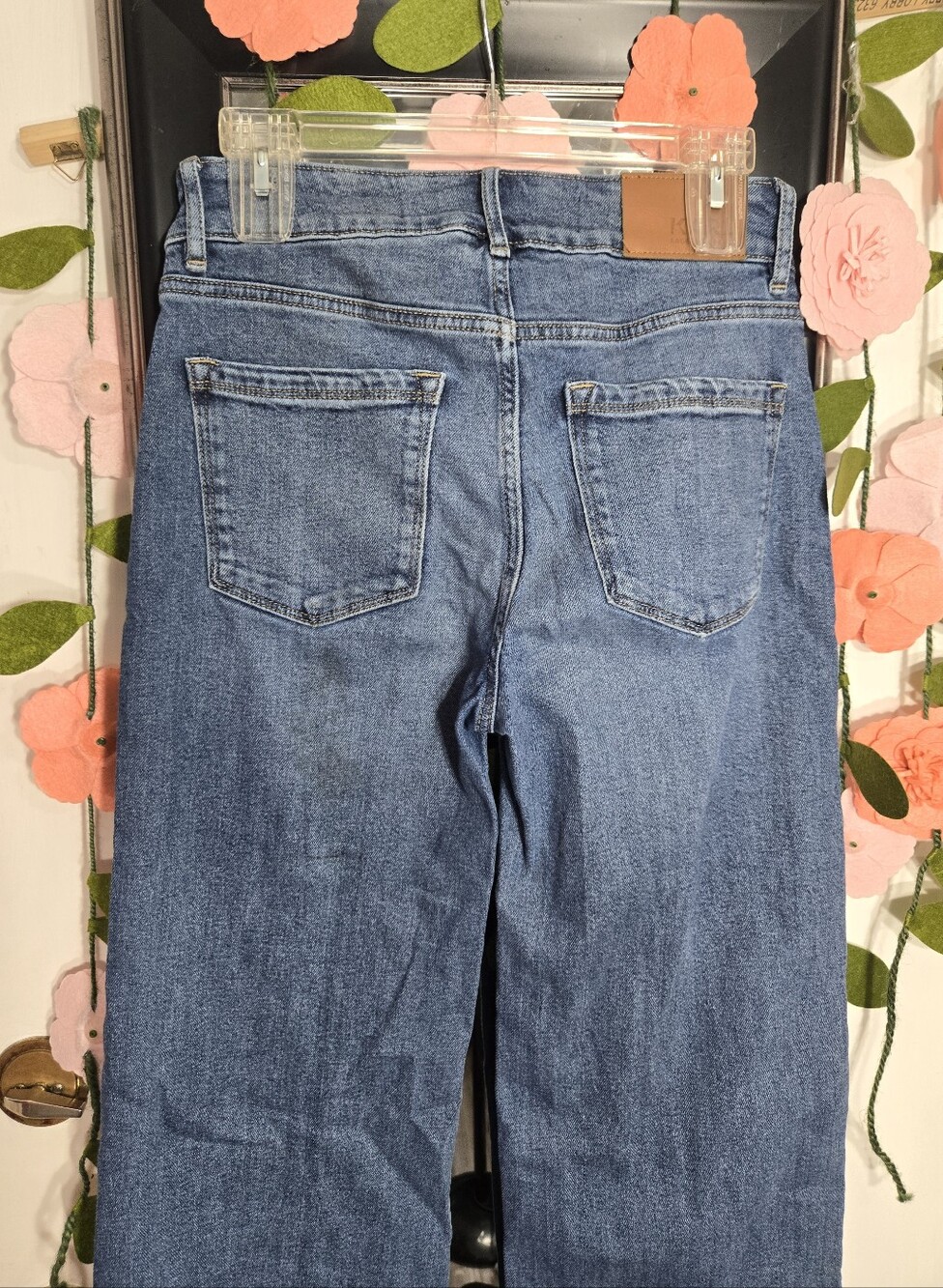 Karl Lagerfeld Women's Wide Leg Jeans Cropped With Logo On Hem Sz 0 - Picture 9 of 12